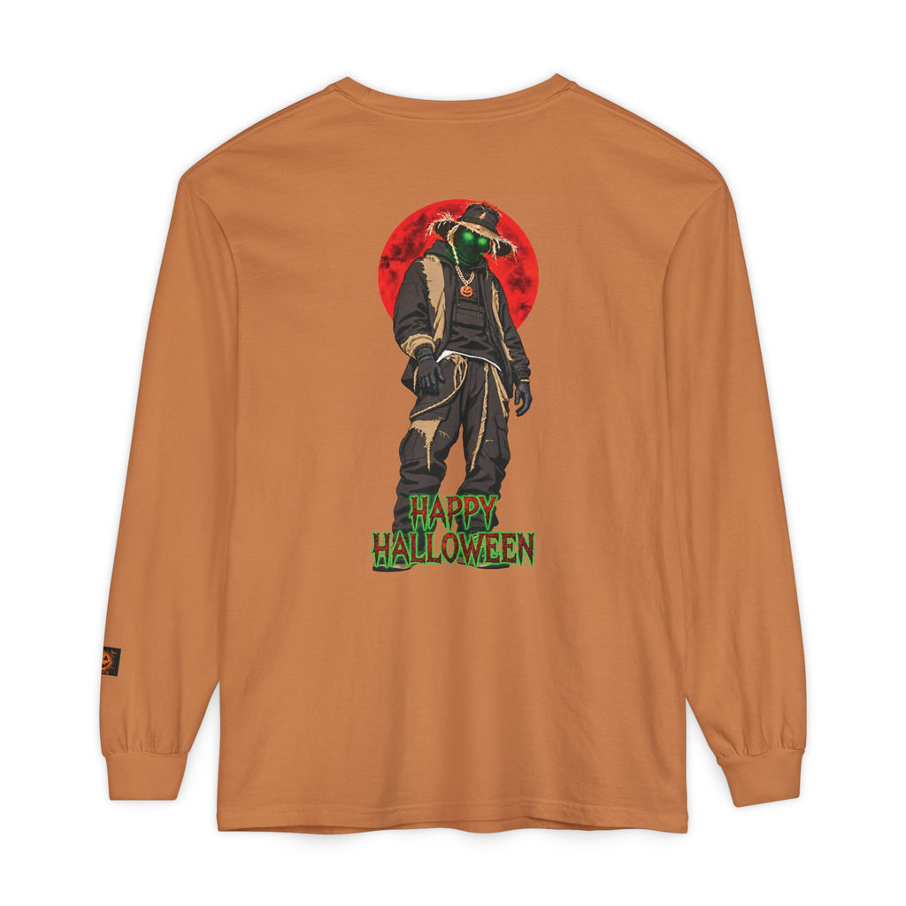 Unisex Garment-dyed Long Sleeve Halloween Biker-Wear T-Shirt