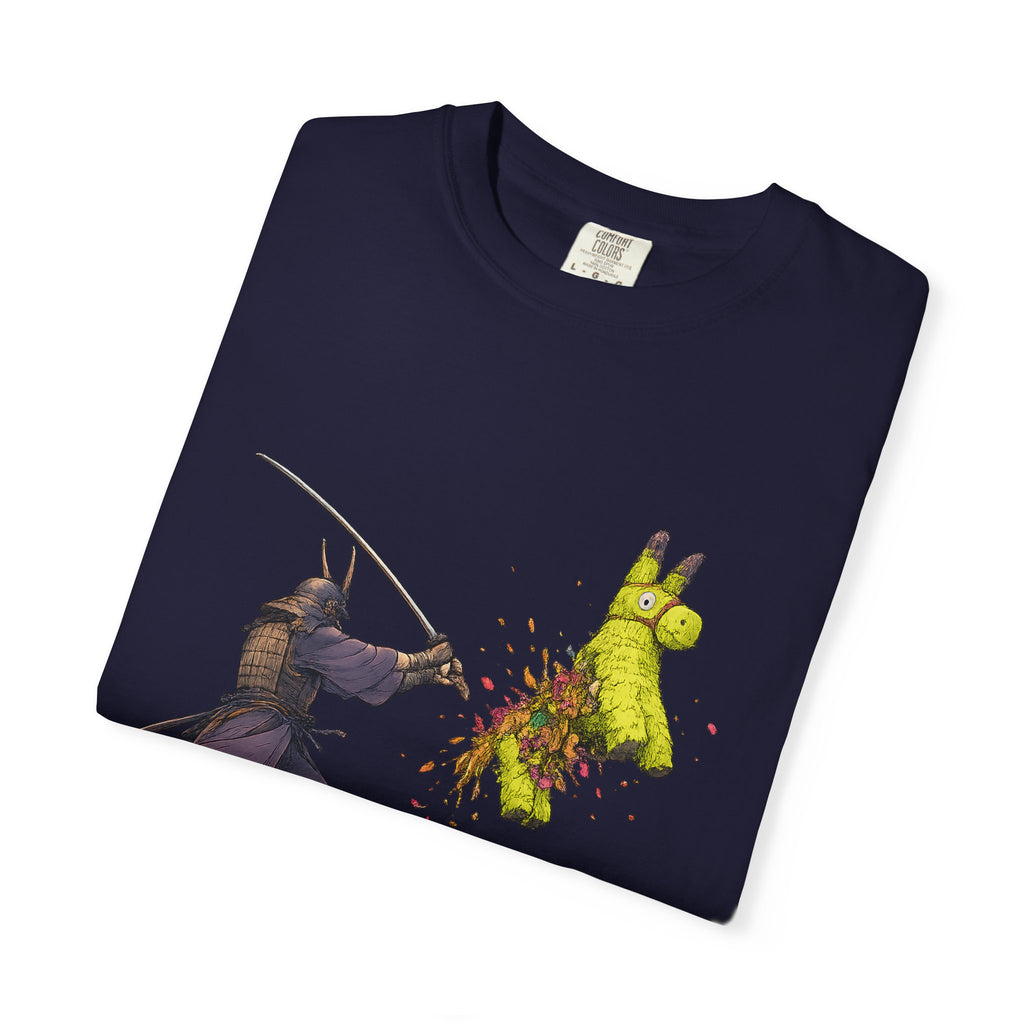 Samurai Piñata T-Shirt — Funny Sword Striking Piñata Tee