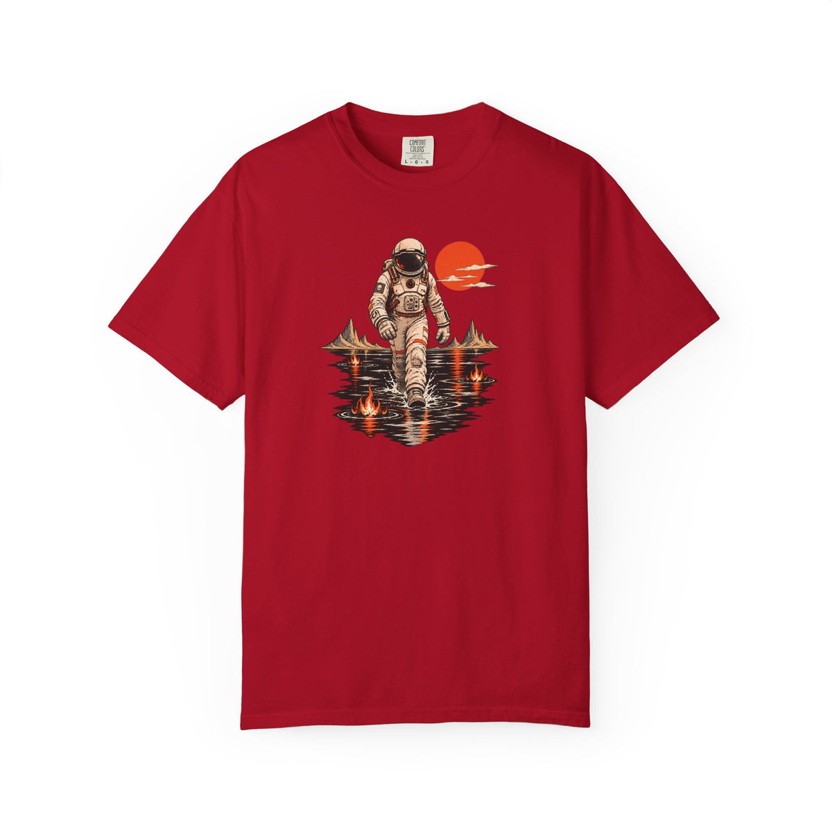 Astronaut Reflection T-Shirt — Vintage Spacewalk Sunset Graphic Tee