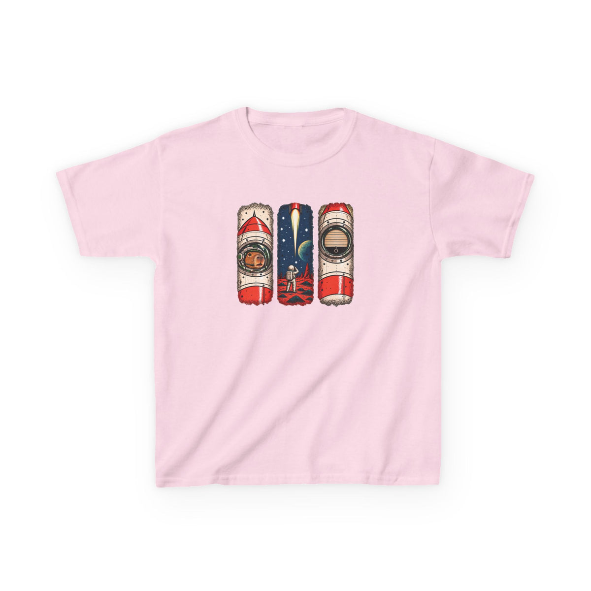 Kids Tee — Retro Space Rocket Graphic