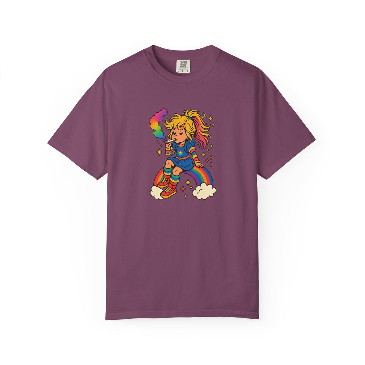 Retro Rainbow Skategirl T-Shirt — Cute 80s Skateboarding Graphic Tee