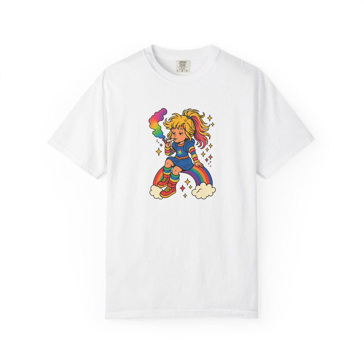 Retro Rainbow Skategirl T-Shirt — Cute 80s Skateboarding Graphic Tee