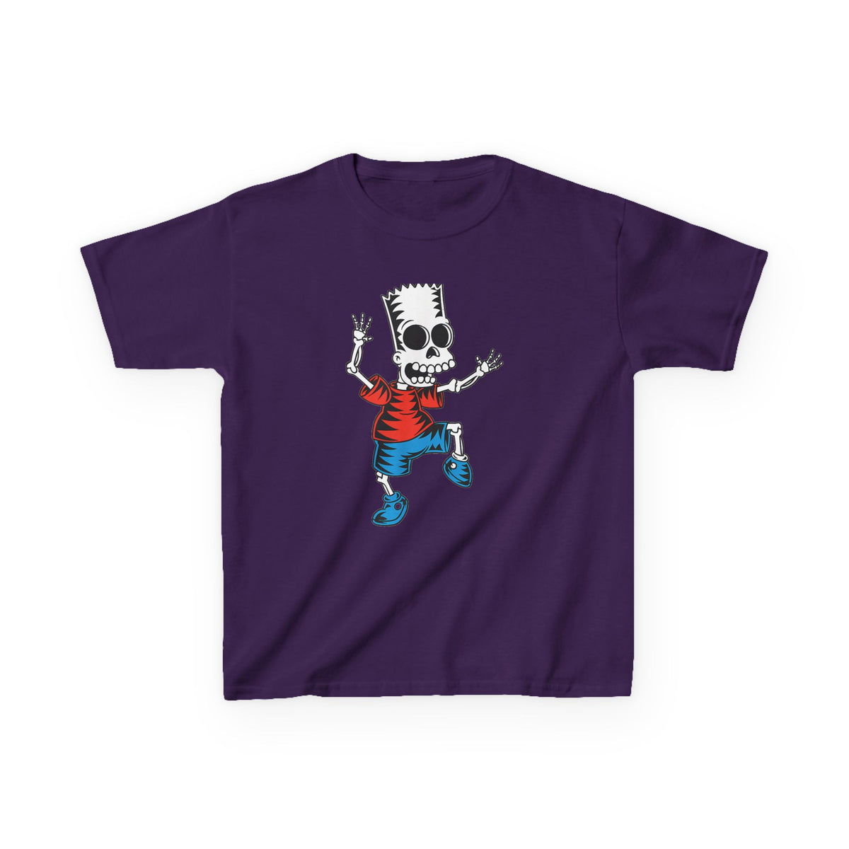 Kids T-Shirt — Cartoon Skeleton Boy Graphic (Skull Bart Style)