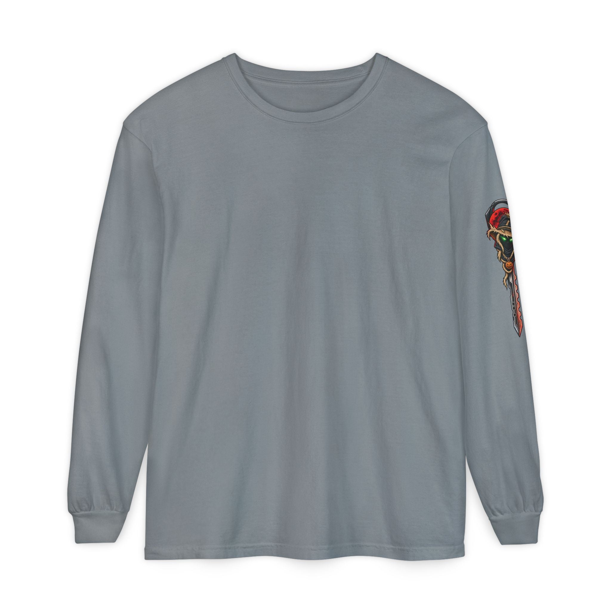 Unisex Garment-dyed Long Sleeve Halloween Biker-Wear T-Shirt