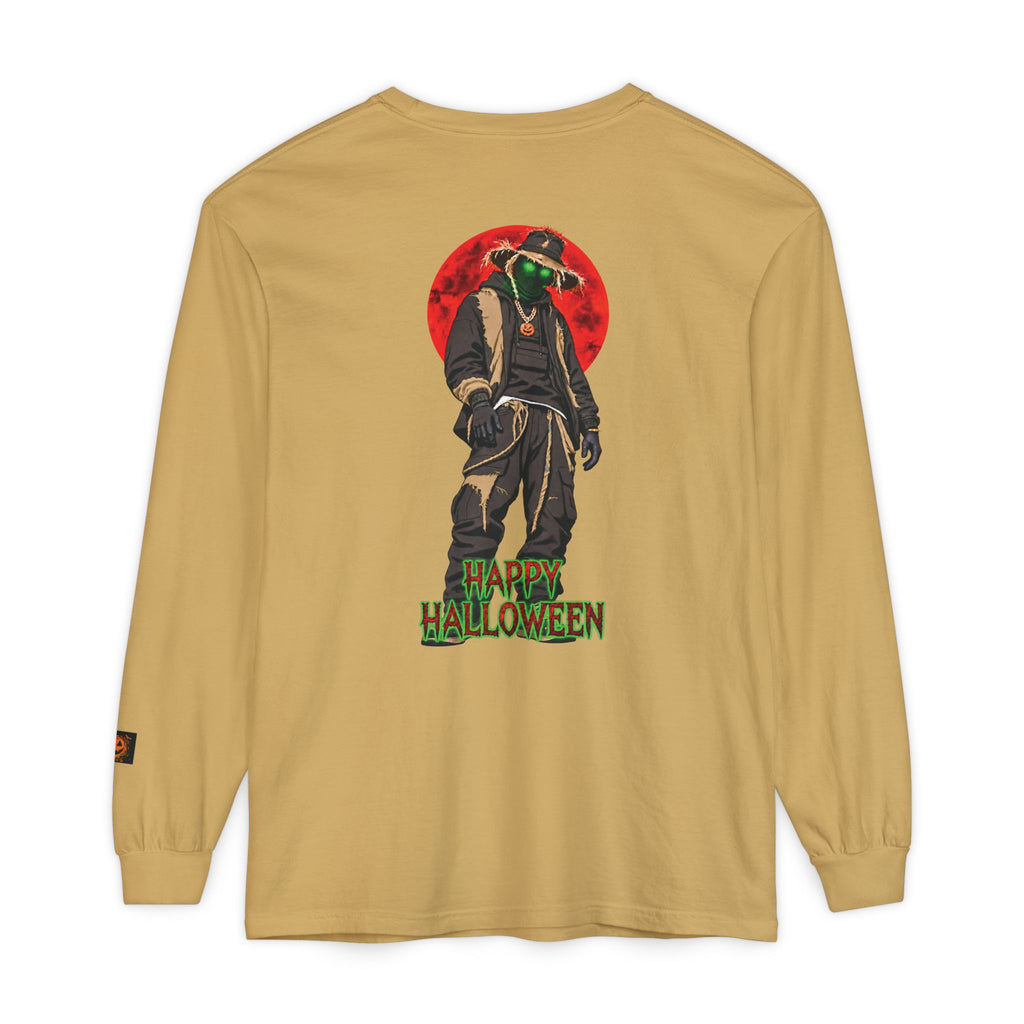 Unisex Garment-dyed Long Sleeve Halloween Biker-Wear T-Shirt