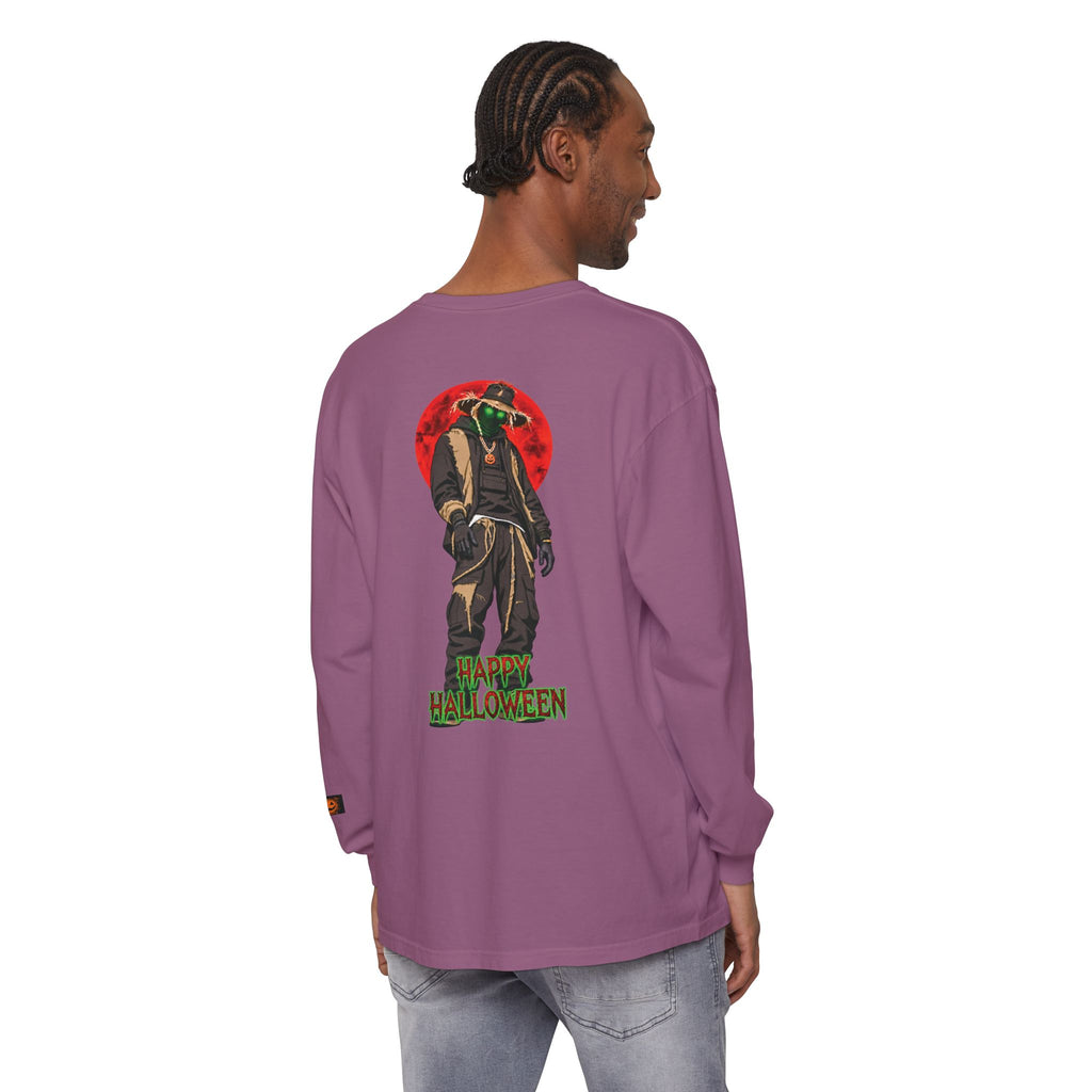 Unisex Garment-dyed Long Sleeve Halloween Biker-Wear T-Shirt