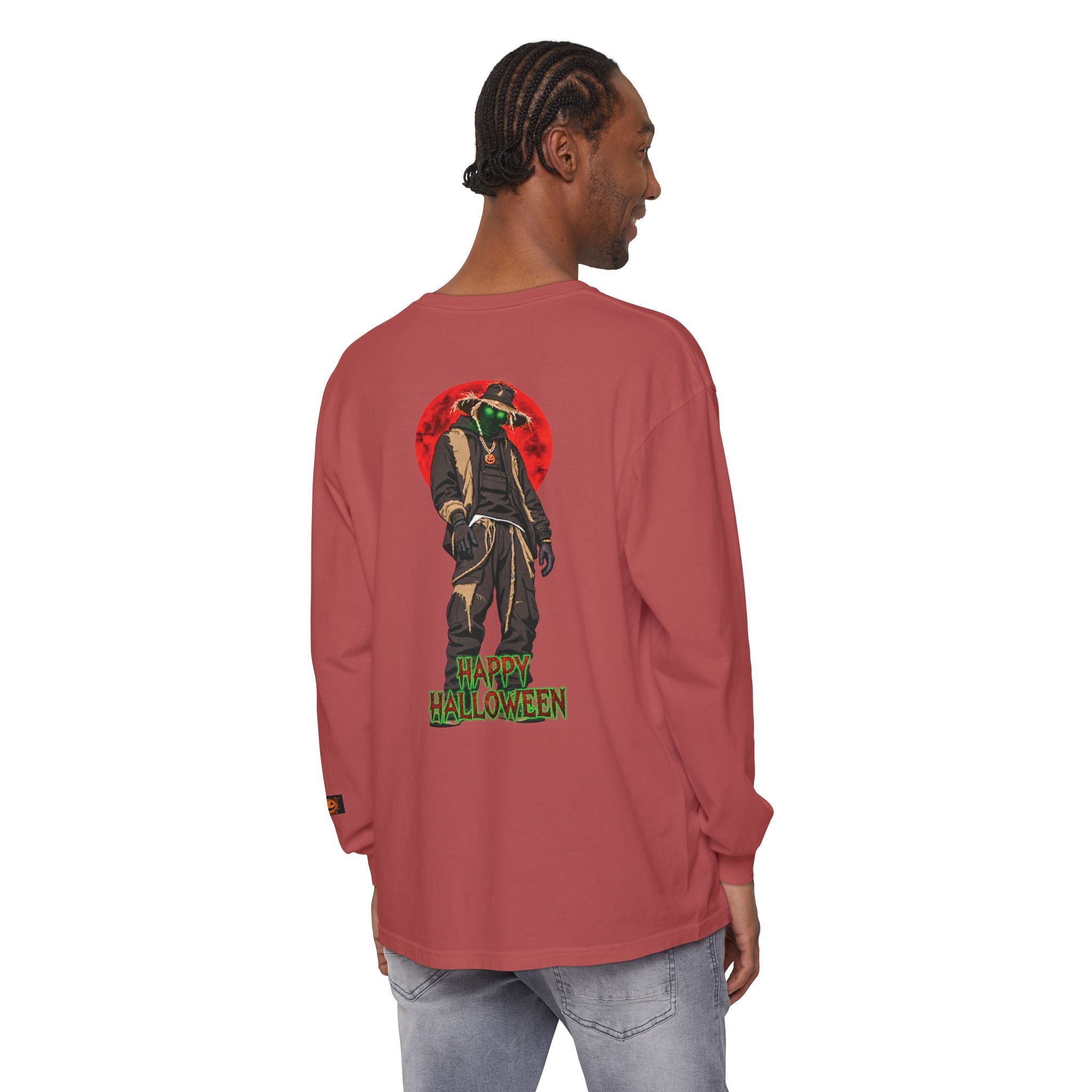 Unisex Garment-dyed Long Sleeve Halloween Biker-Wear T-Shirt