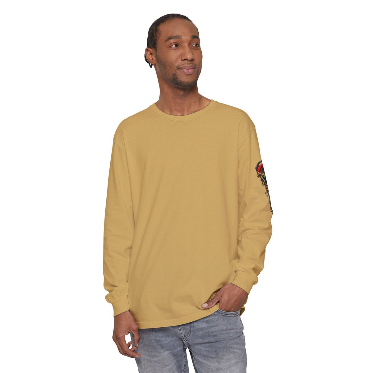 Unisex Garment-dyed Long Sleeve Halloween Biker-Wear T-Shirt