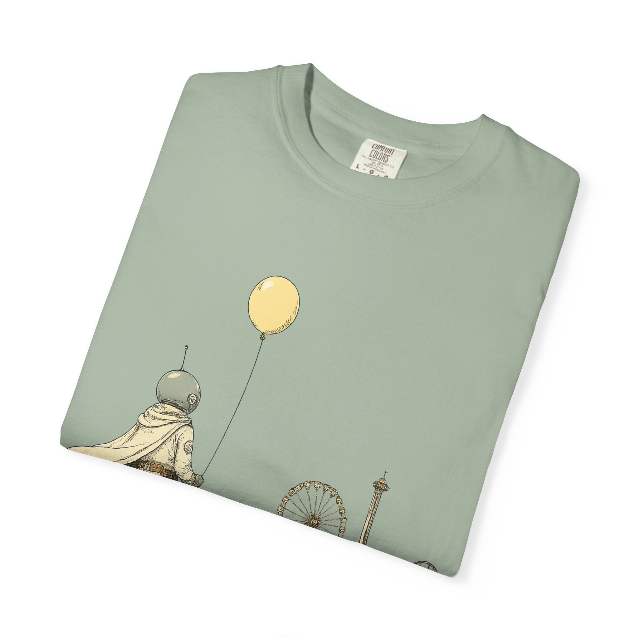 Astronaut & Balloon T-Shirt — Retro Amusement Park Graphic Tee