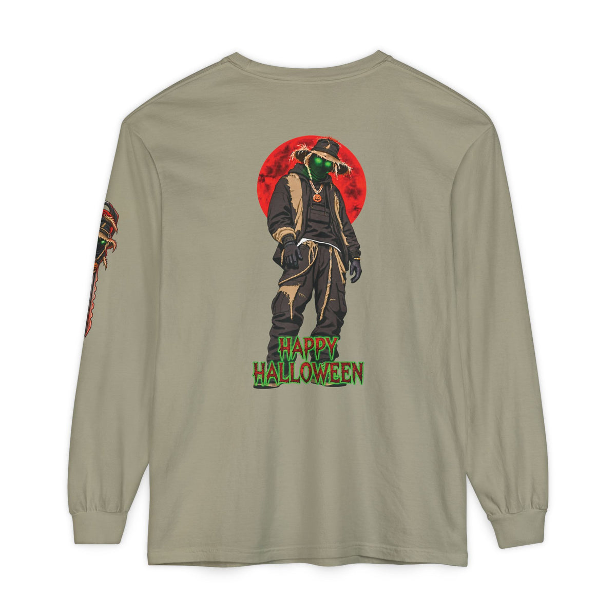 Unisex Garment-dyed Long Sleeve Halloween Biker-Wear T-Shirt