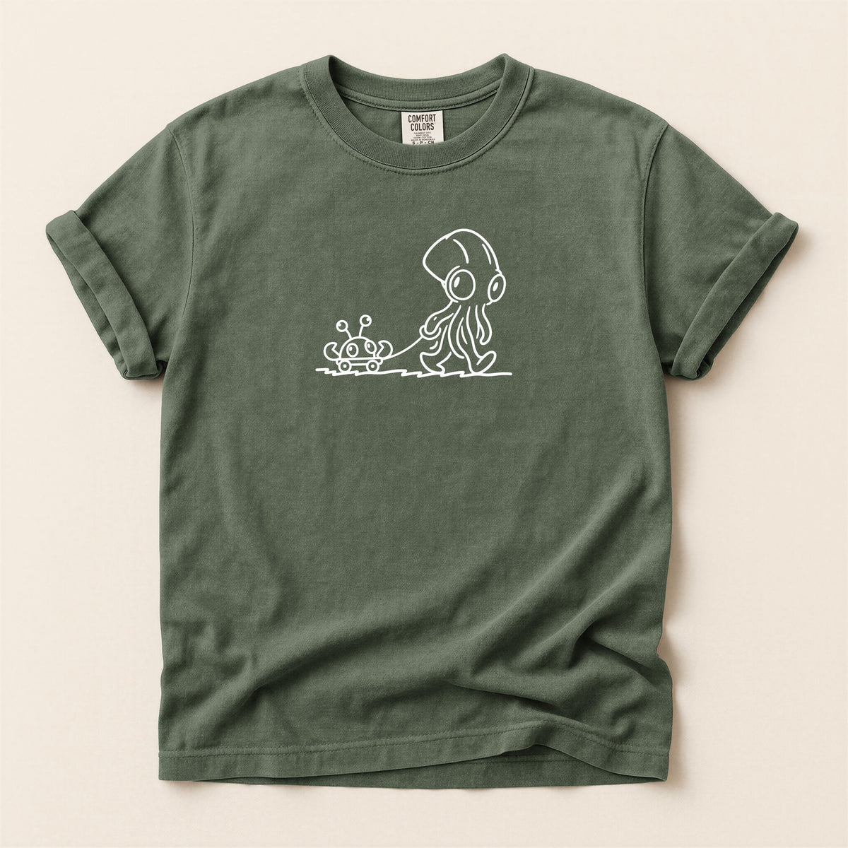 Octopus & Crab Line Art T-Shirt — Cute Minimal Marine Graphic Tee