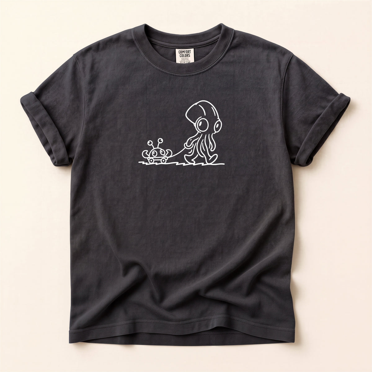 Octopus & Crab Line Art T-Shirt — Cute Minimal Marine Graphic Tee