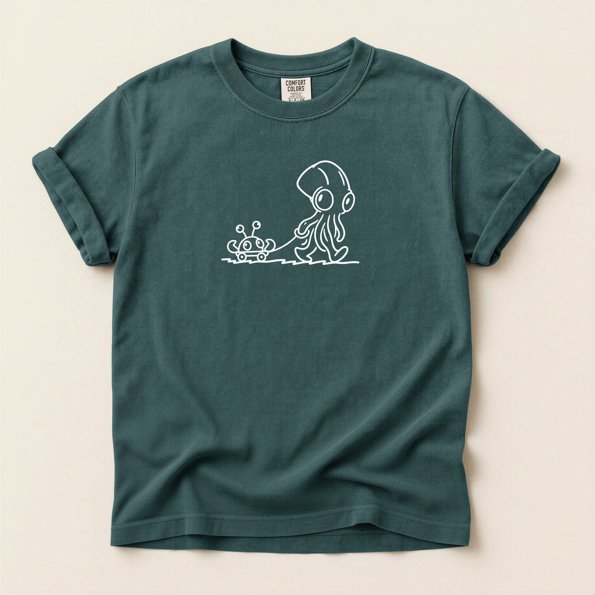 Octopus & Crab Line Art T-Shirt — Cute Minimal Marine Graphic Tee