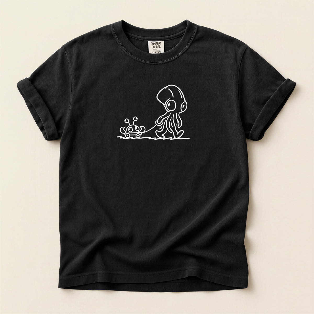 Octopus & Crab Line Art T-Shirt — Cute Minimal Marine Graphic Tee