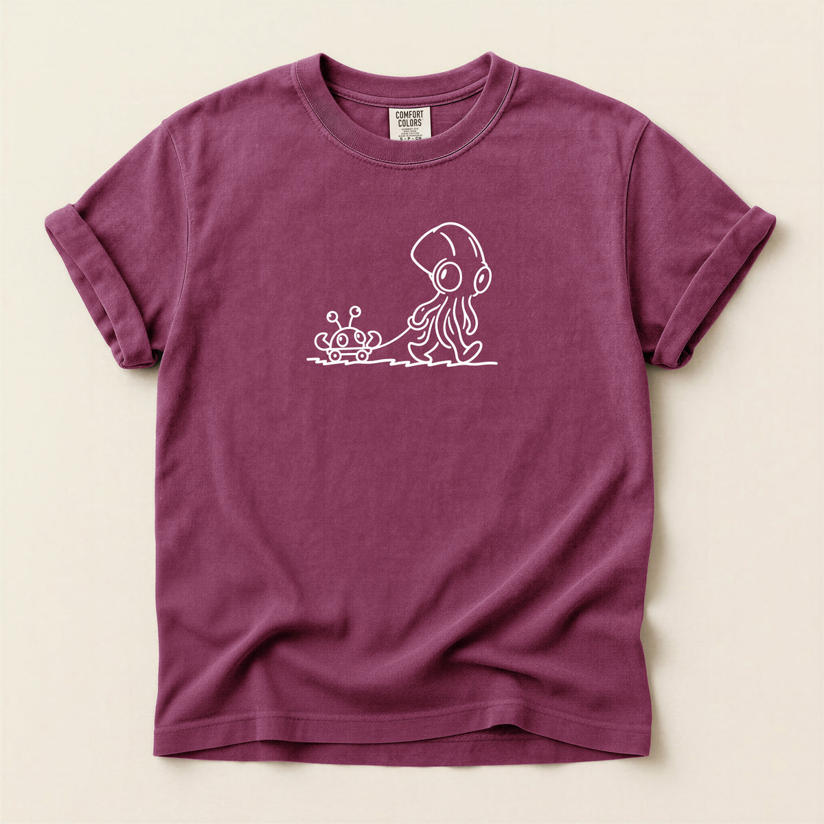 Octopus & Crab Line Art T-Shirt — Cute Minimal Marine Graphic Tee