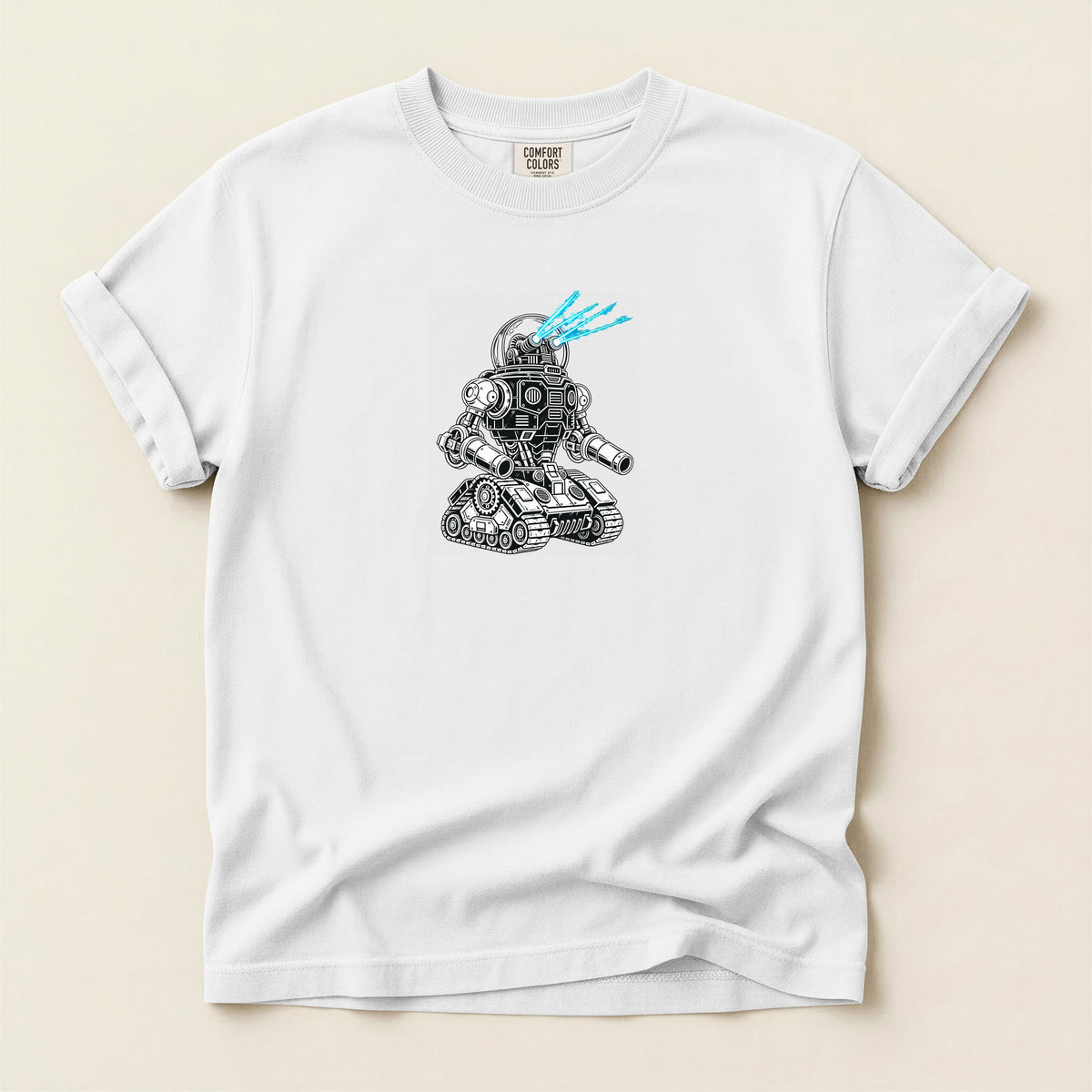 Robot Tank Graphic Tee — Retro Mech Illustration T-Shirt