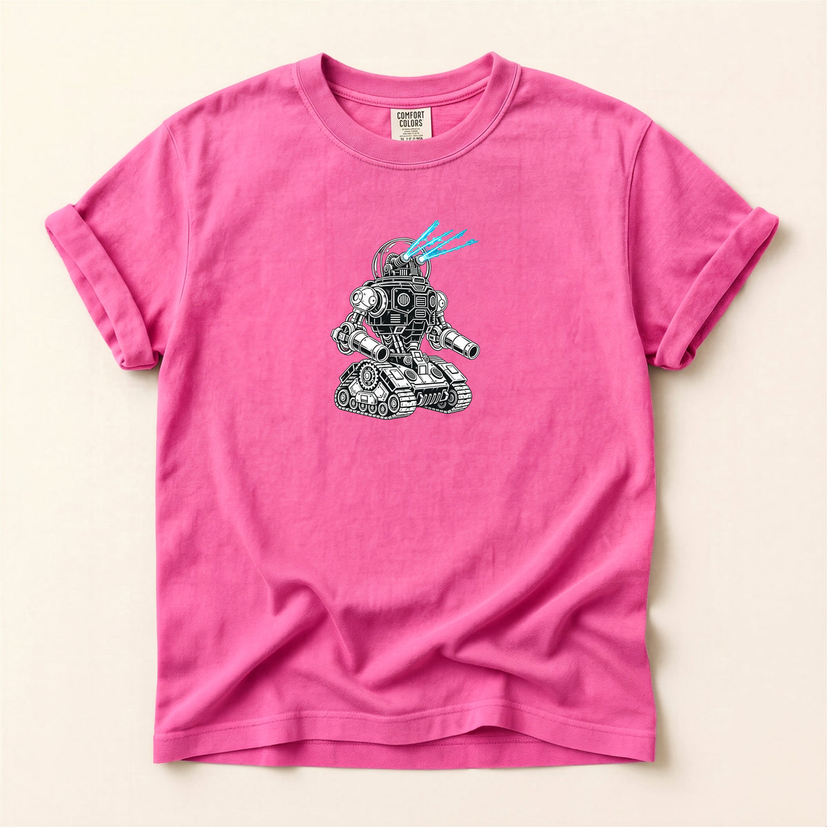 Robot Tank Graphic Tee — Retro Mech Illustration T-Shirt