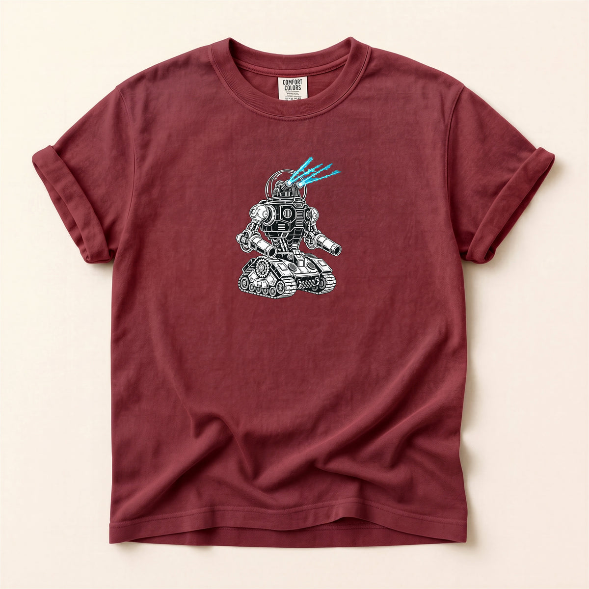 Robot Tank Graphic Tee — Retro Mech Illustration T-Shirt