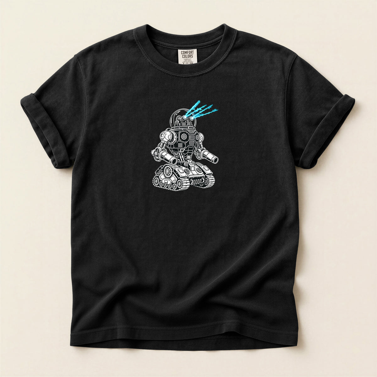 Robot Tank Graphic Tee — Retro Mech Illustration T-Shirt