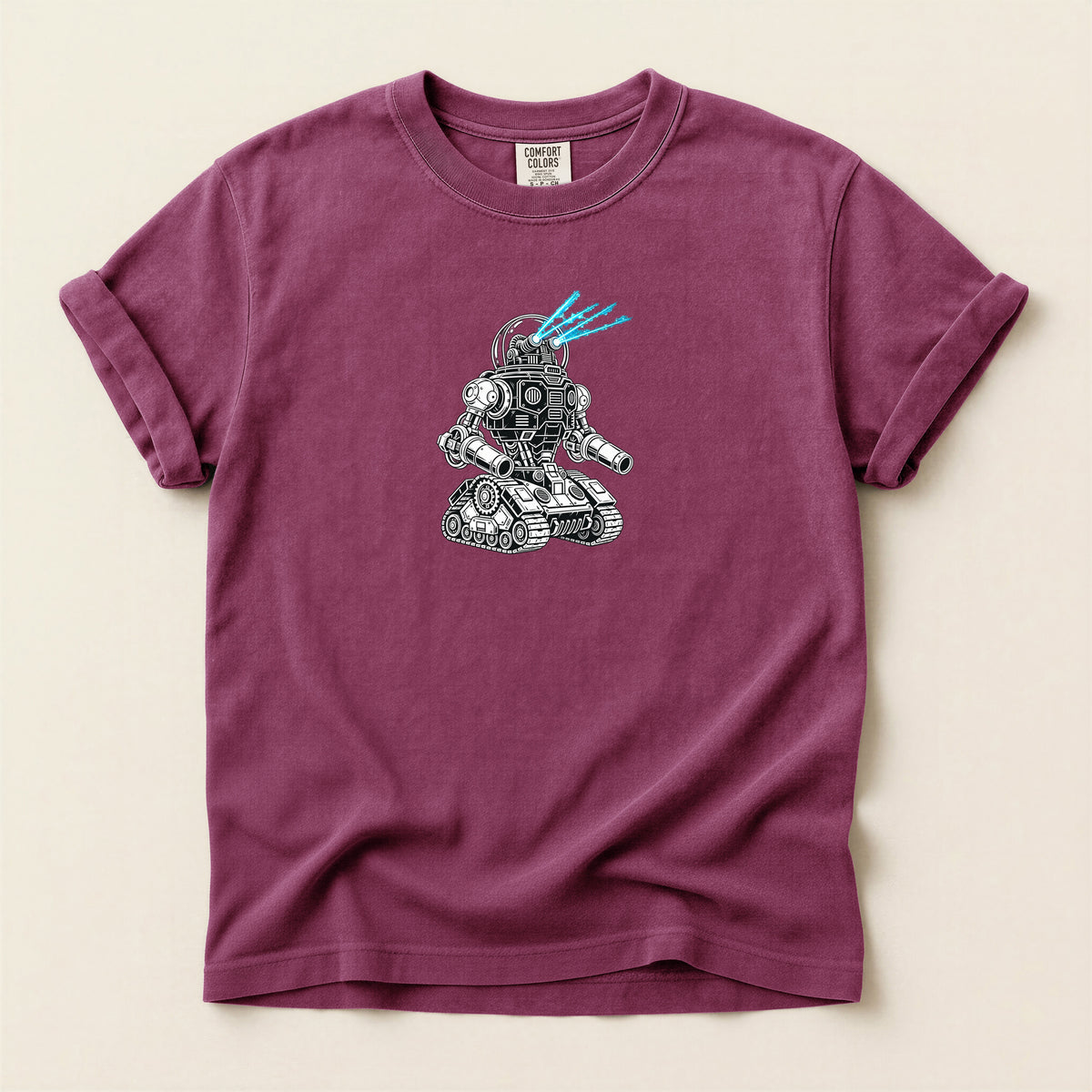 Robot Tank Graphic Tee — Retro Mech Illustration T-Shirt