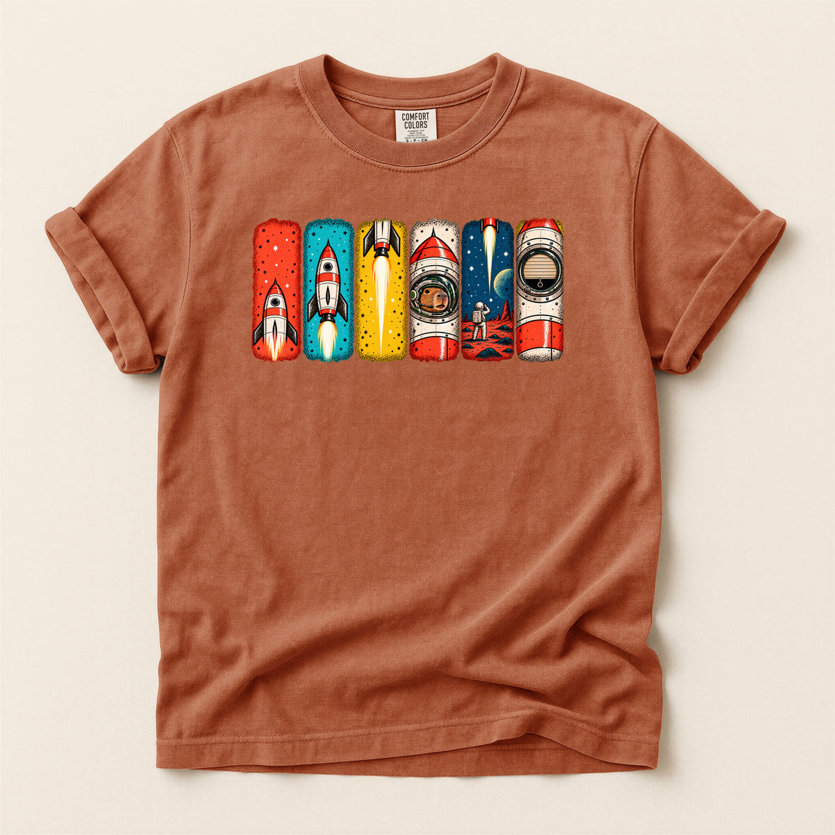 Capybara "UP UP and AWAY!" — Retro Graphic
