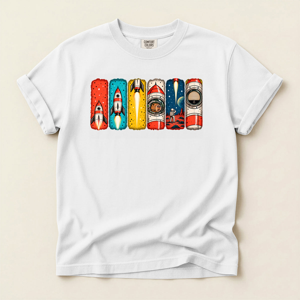 Capybara "UP UP and AWAY!" — Retro Graphic
