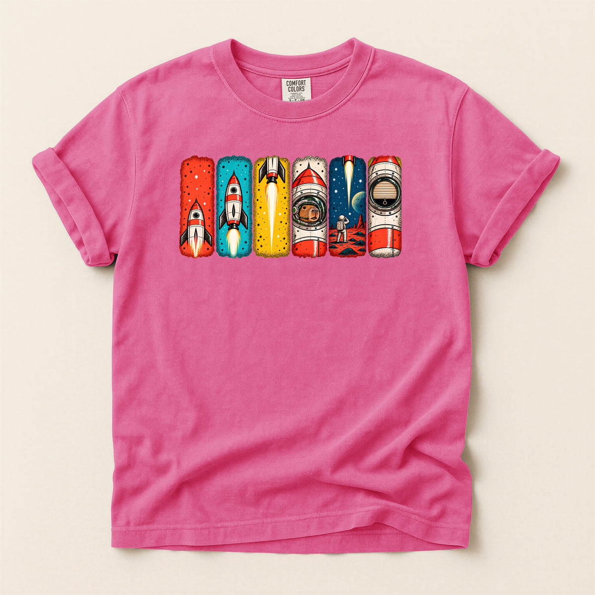 Capybara "UP UP and AWAY!" — Retro Graphic