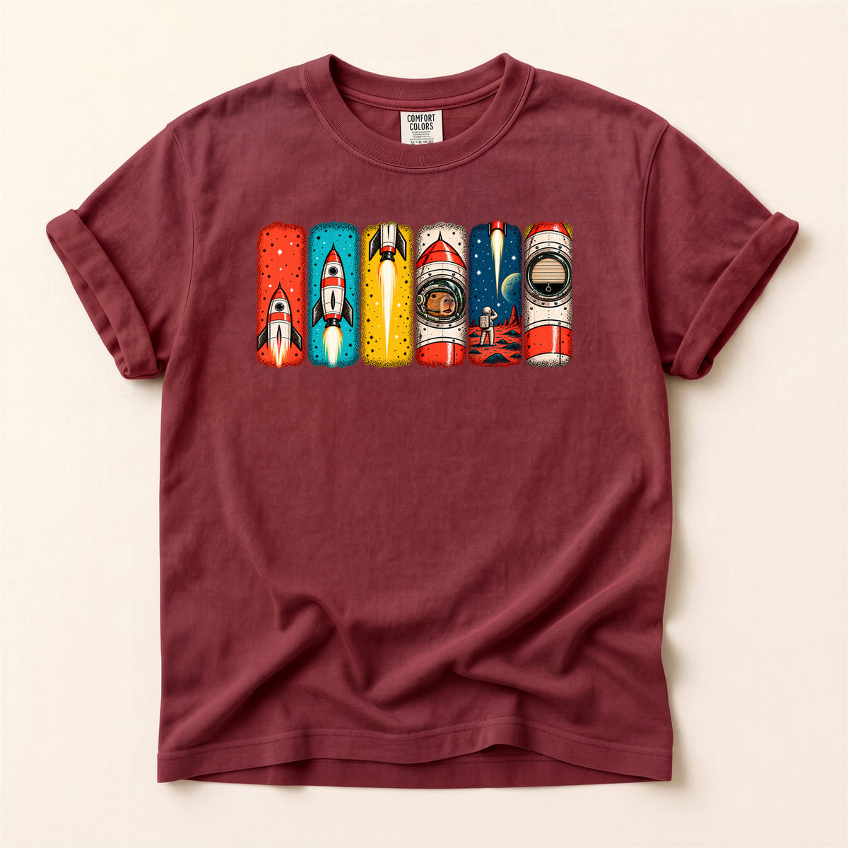 Capybara "UP UP and AWAY!" — Retro Graphic