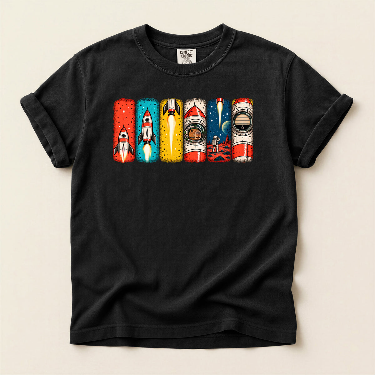 Capybara "UP UP and AWAY!" — Retro Graphic