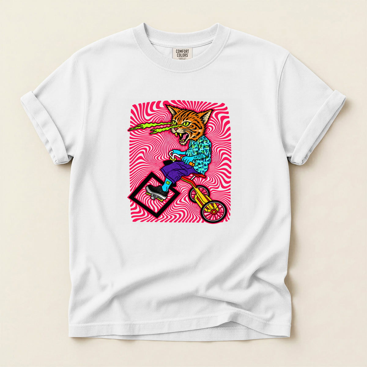 Cat Attack  Graphic T-Shirt — Retro Psychedelic Skate Tee