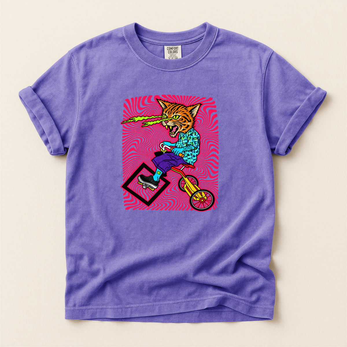 Cat Attack  Graphic T-Shirt — Retro Psychedelic Skate Tee