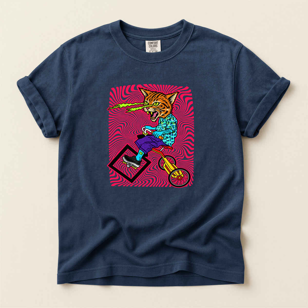 Cat Attack  Graphic T-Shirt — Retro Psychedelic Skate Tee