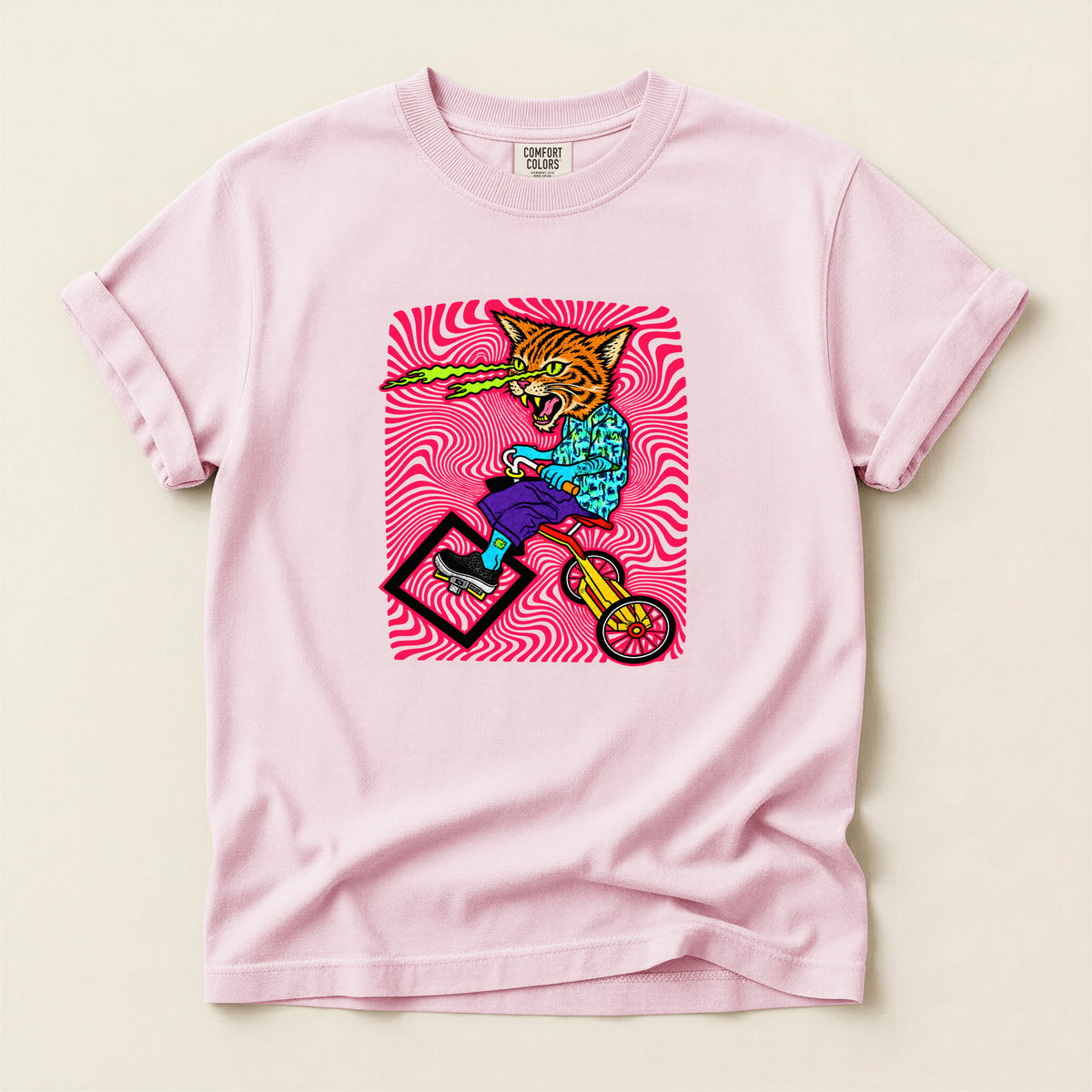 Cat Attack  Graphic T-Shirt — Retro Psychedelic Skate Tee