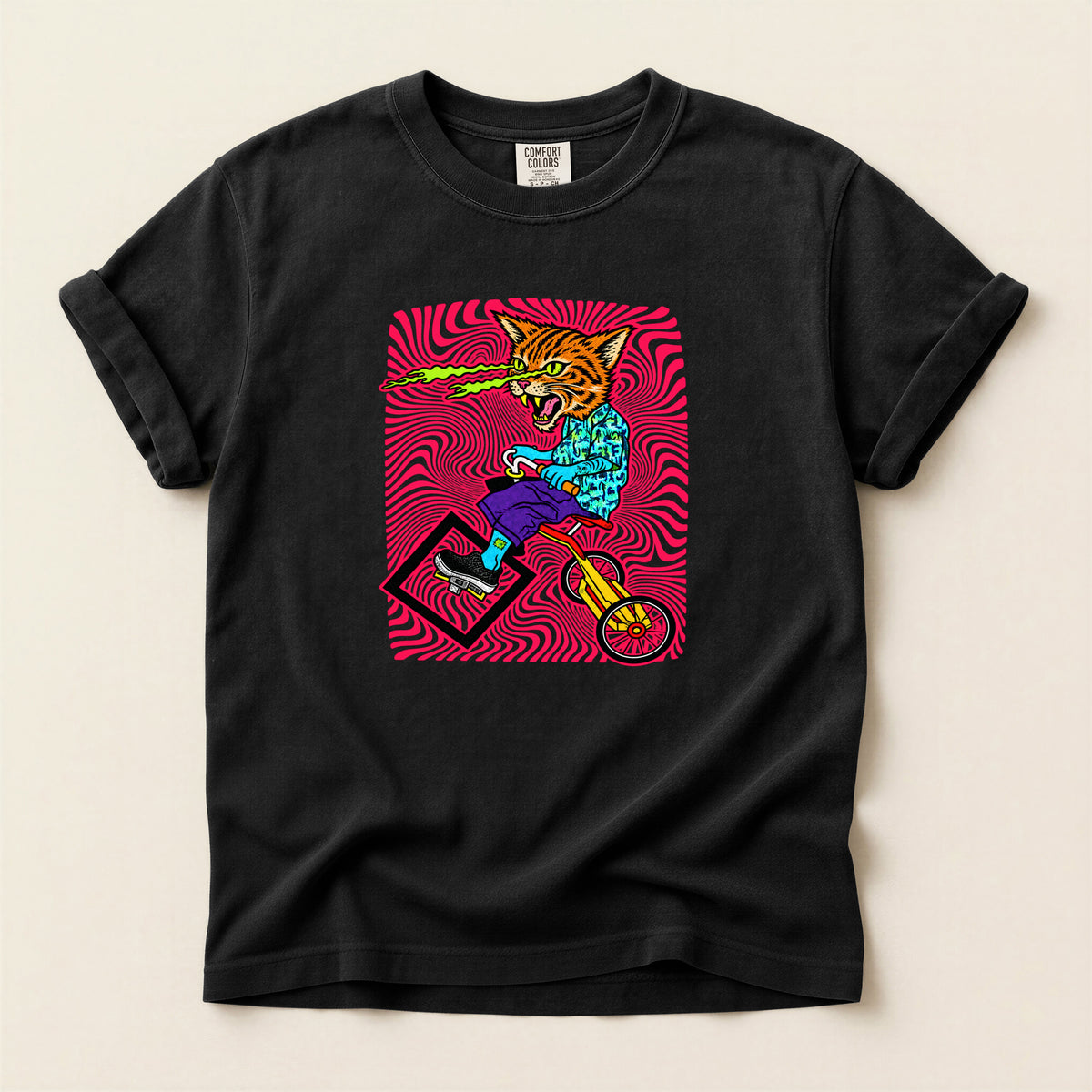 Cat Attack  Graphic T-Shirt — Retro Psychedelic Skate Tee