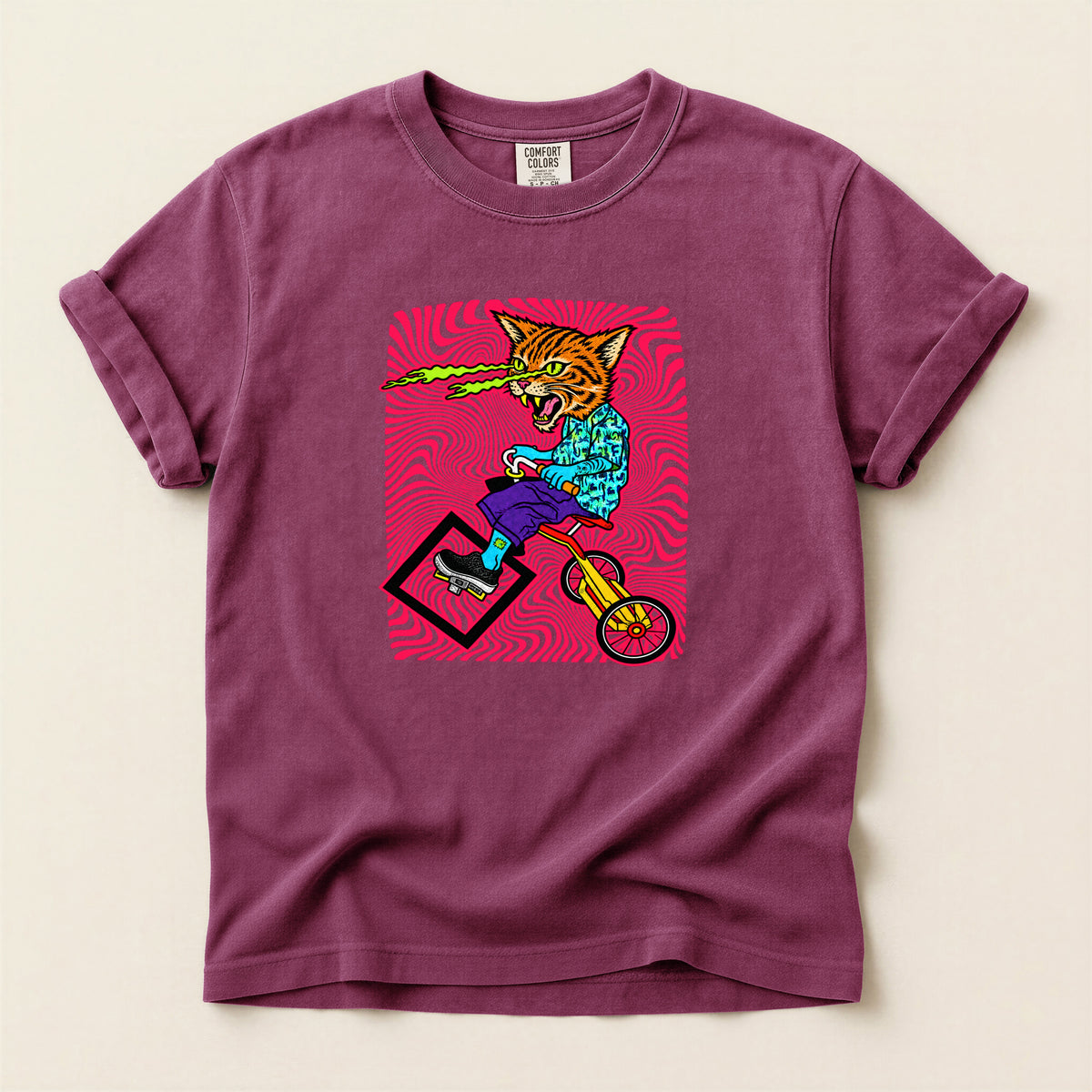 Cat Attack  Graphic T-Shirt — Retro Psychedelic Skate Tee