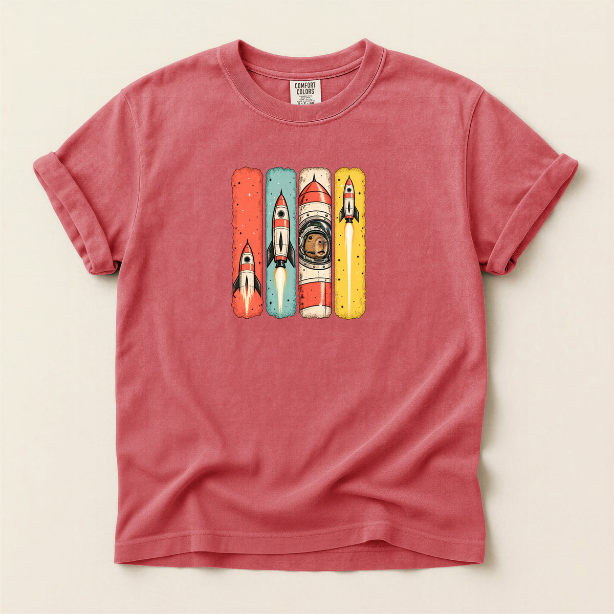 Capybara in Space Retro Graphic T-Shirt