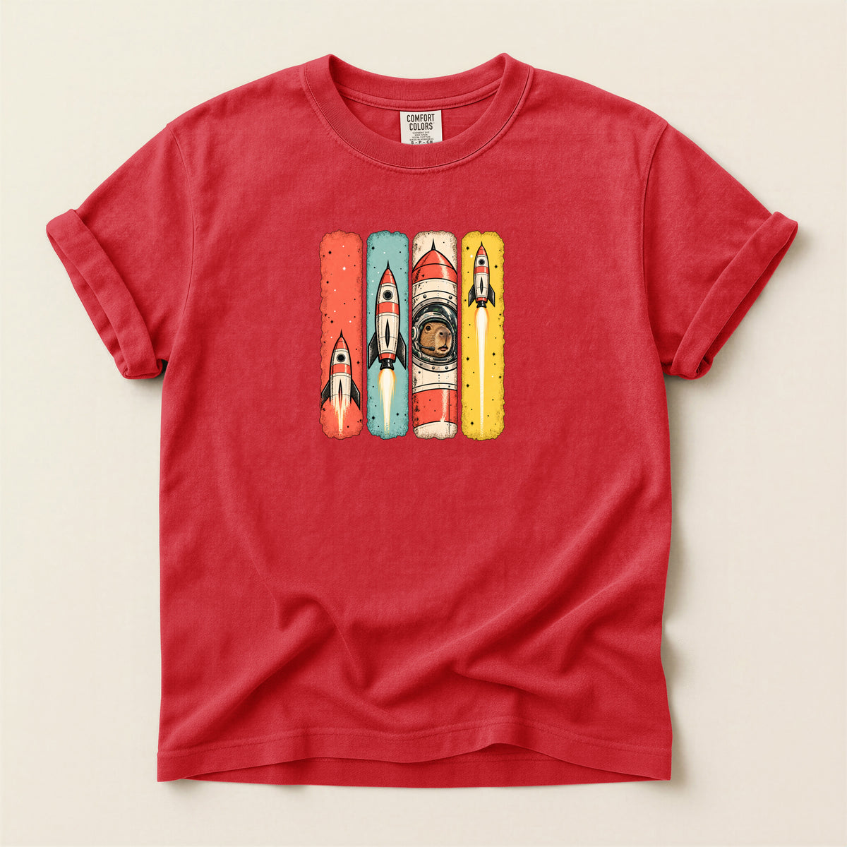 Capybara in Space Retro Graphic T-Shirt