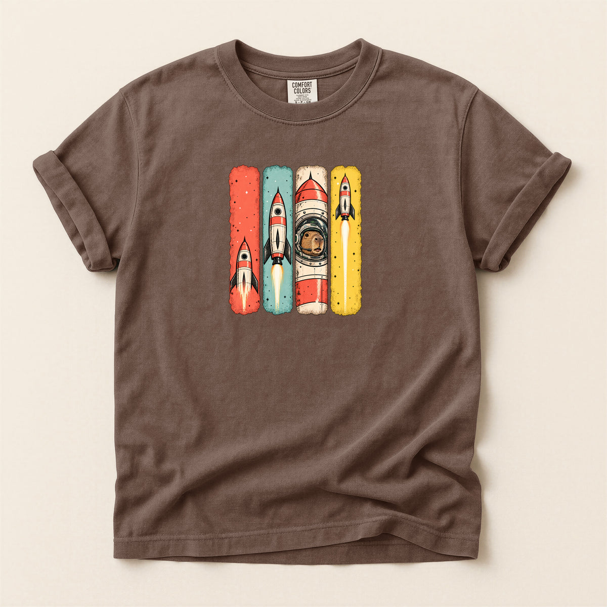 Capybara in Space Retro Graphic T-Shirt