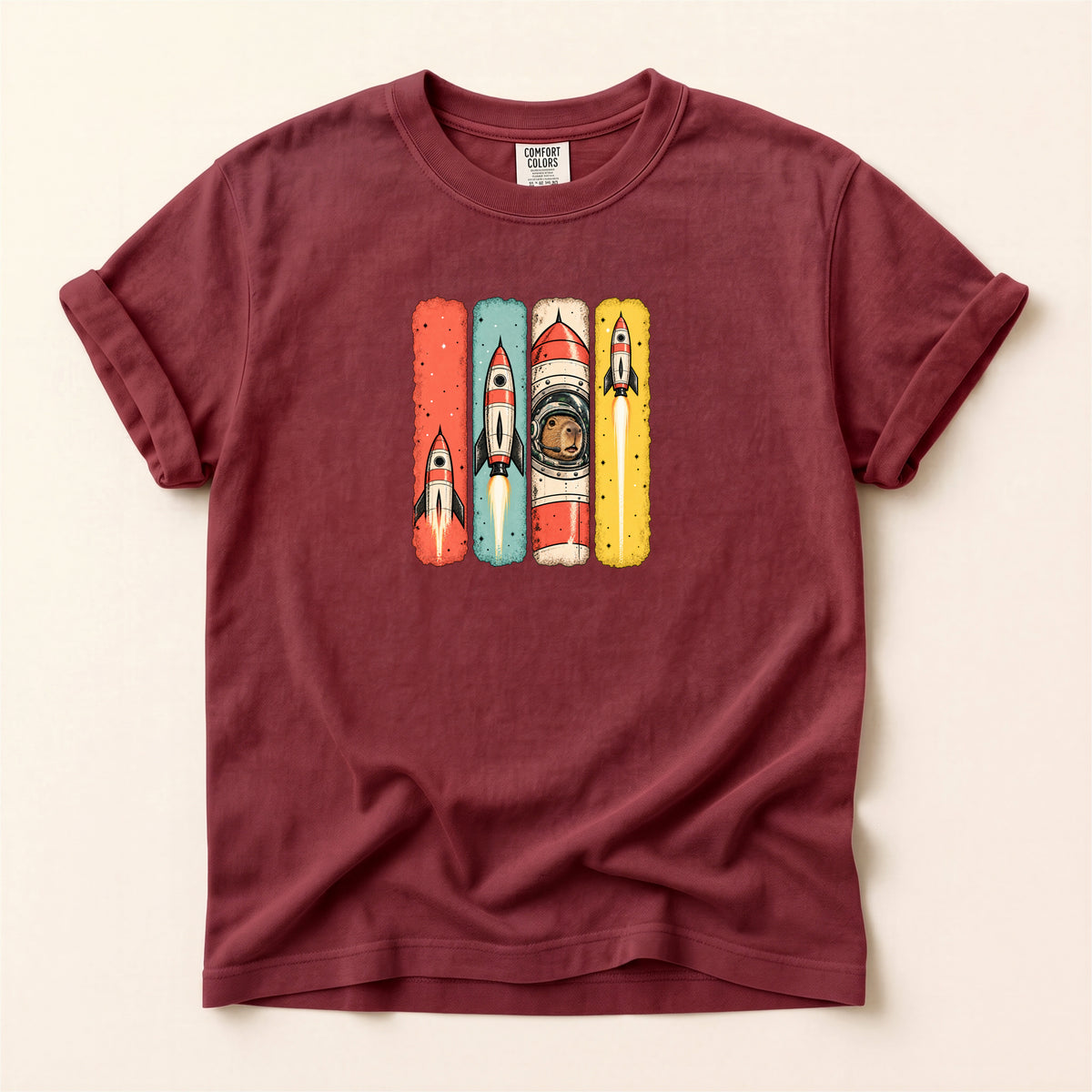 Capybara in Space Retro Graphic T-Shirt