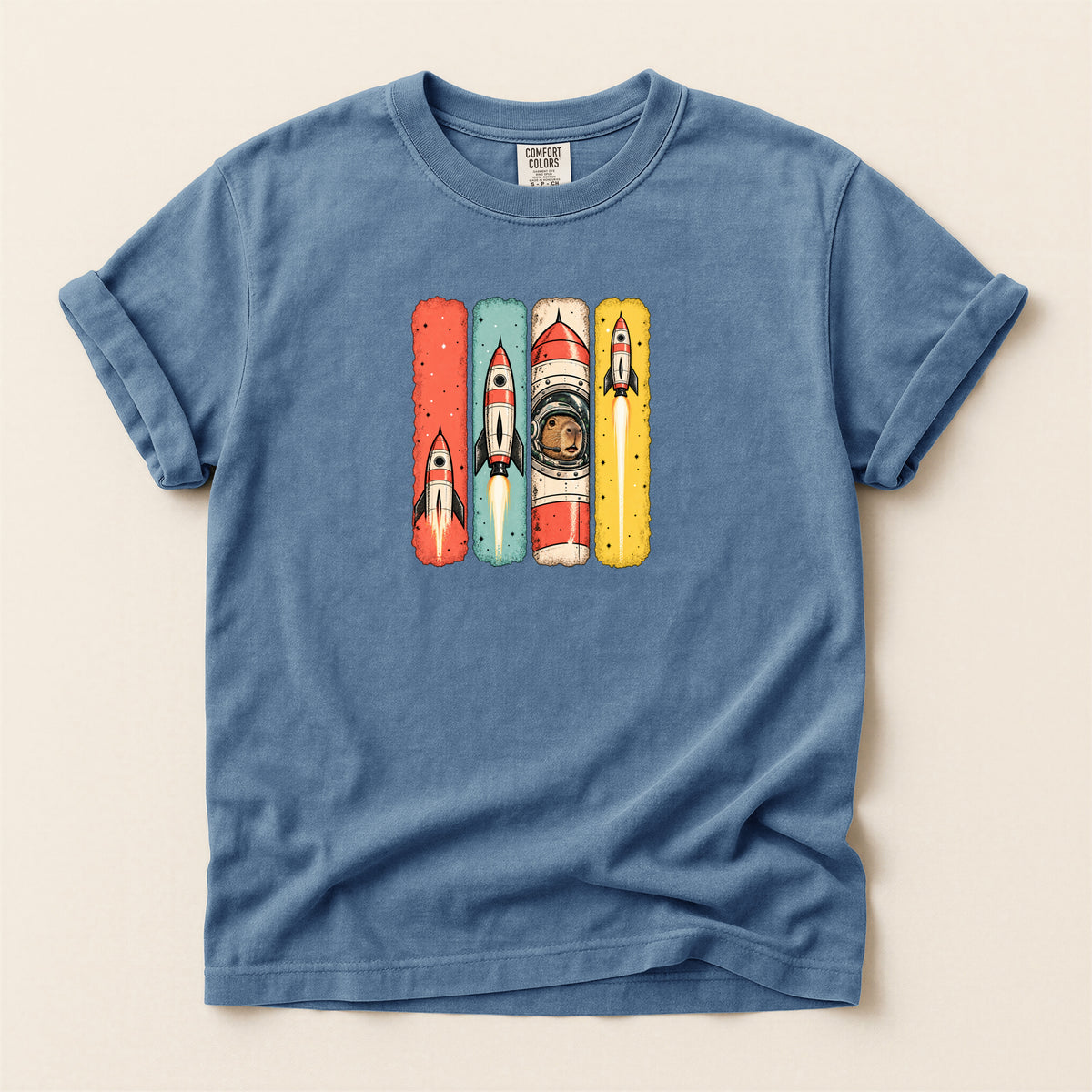 Capybara in Space Retro Graphic T-Shirt
