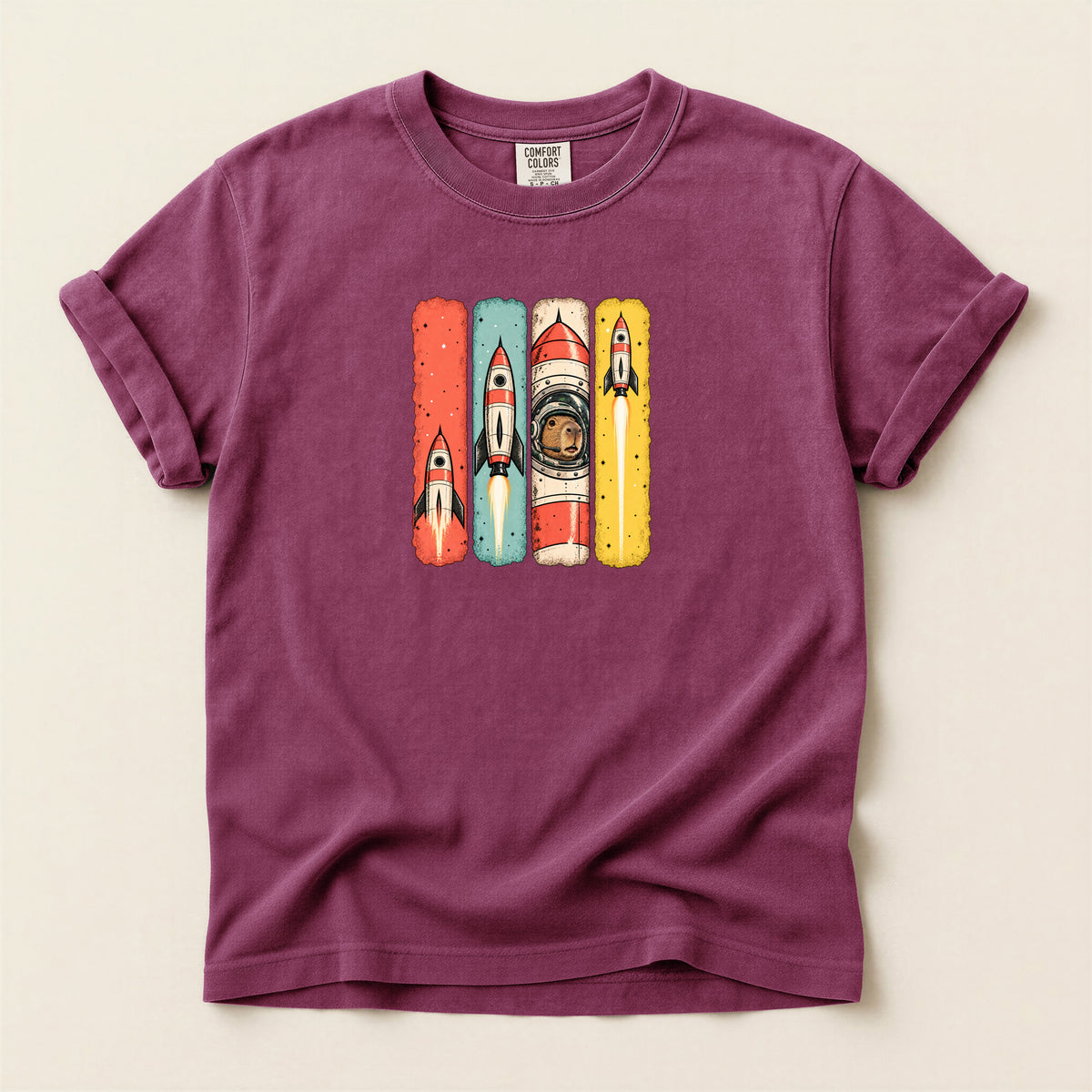 Capybara in Space Retro Graphic T-Shirt
