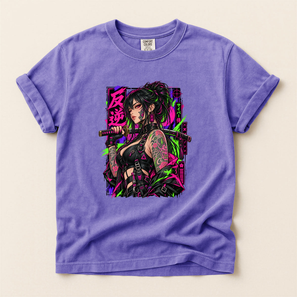 Japanese Warrior Anime Graphic T-Shirt