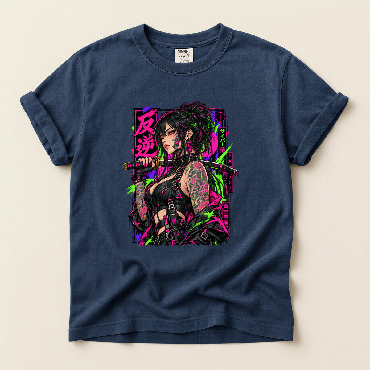 Japanese Warrior Anime Graphic T-Shirt
