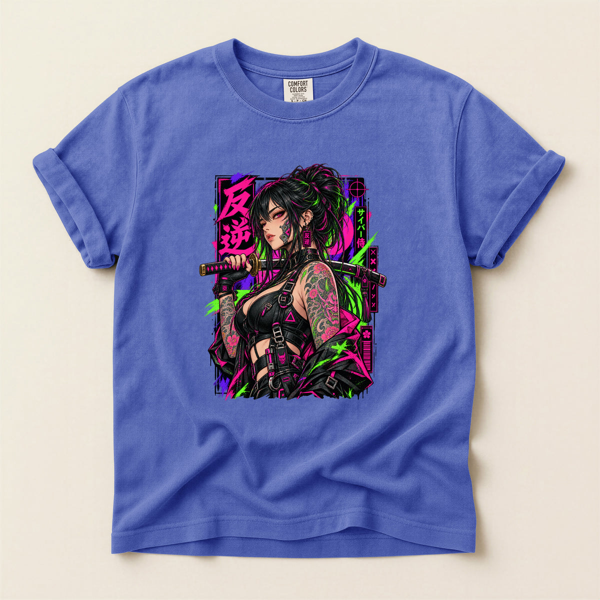 Japanese Warrior Anime Graphic T-Shirt