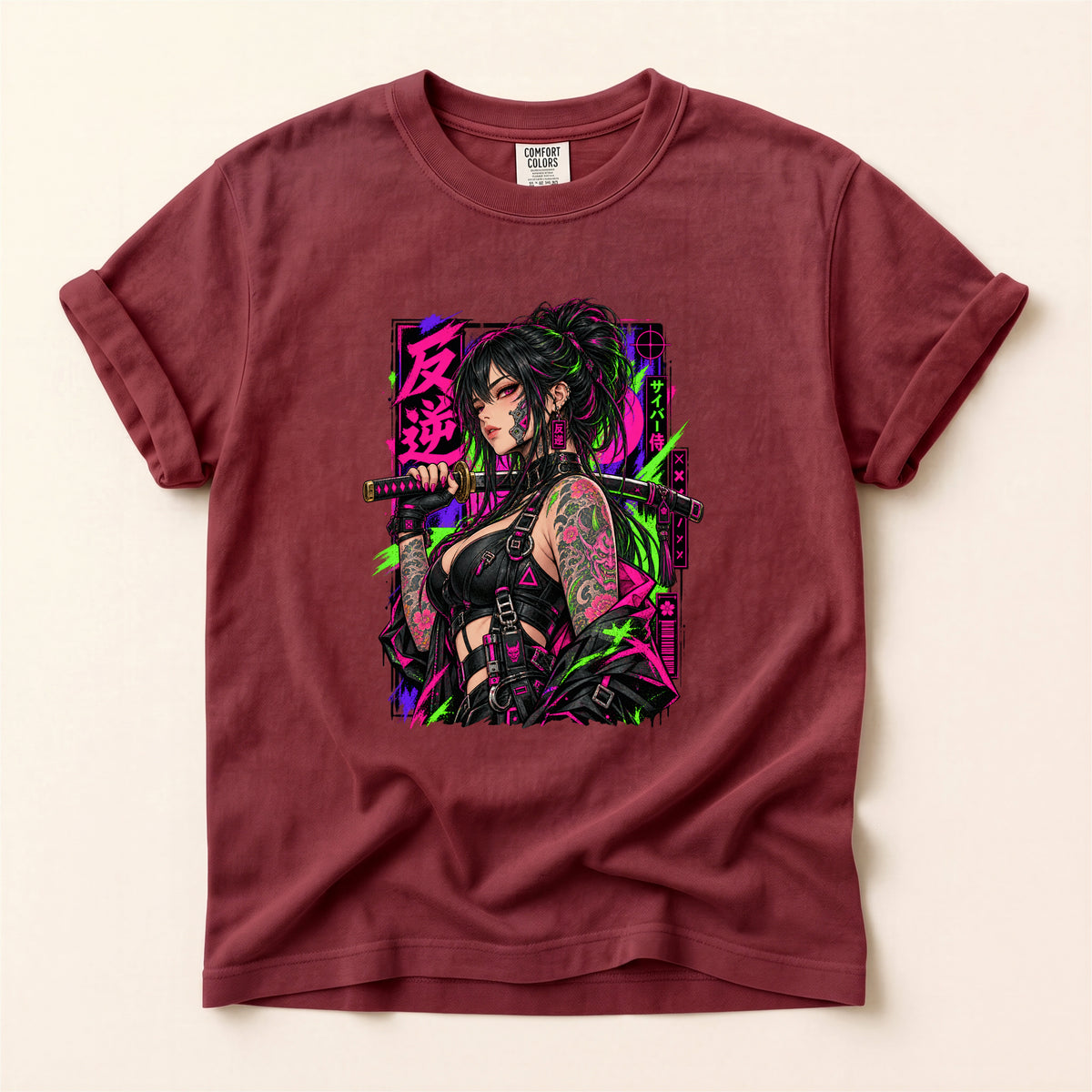 Japanese Warrior Anime Graphic T-Shirt