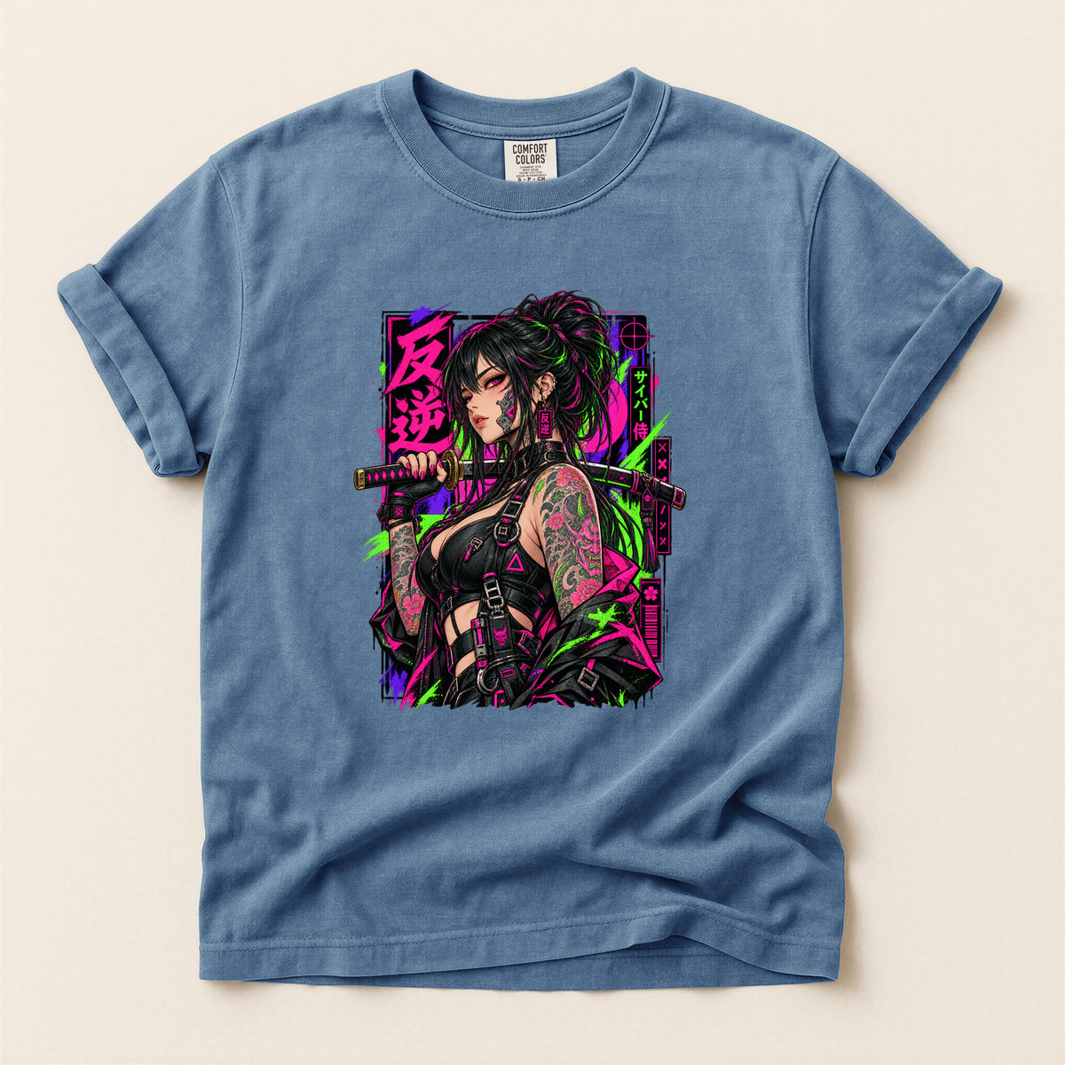 Japanese Warrior Anime Graphic T-Shirt