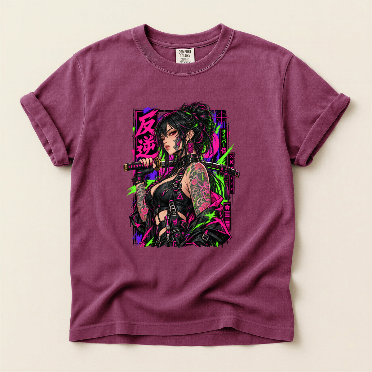 Japanese Warrior Anime Graphic T-Shirt