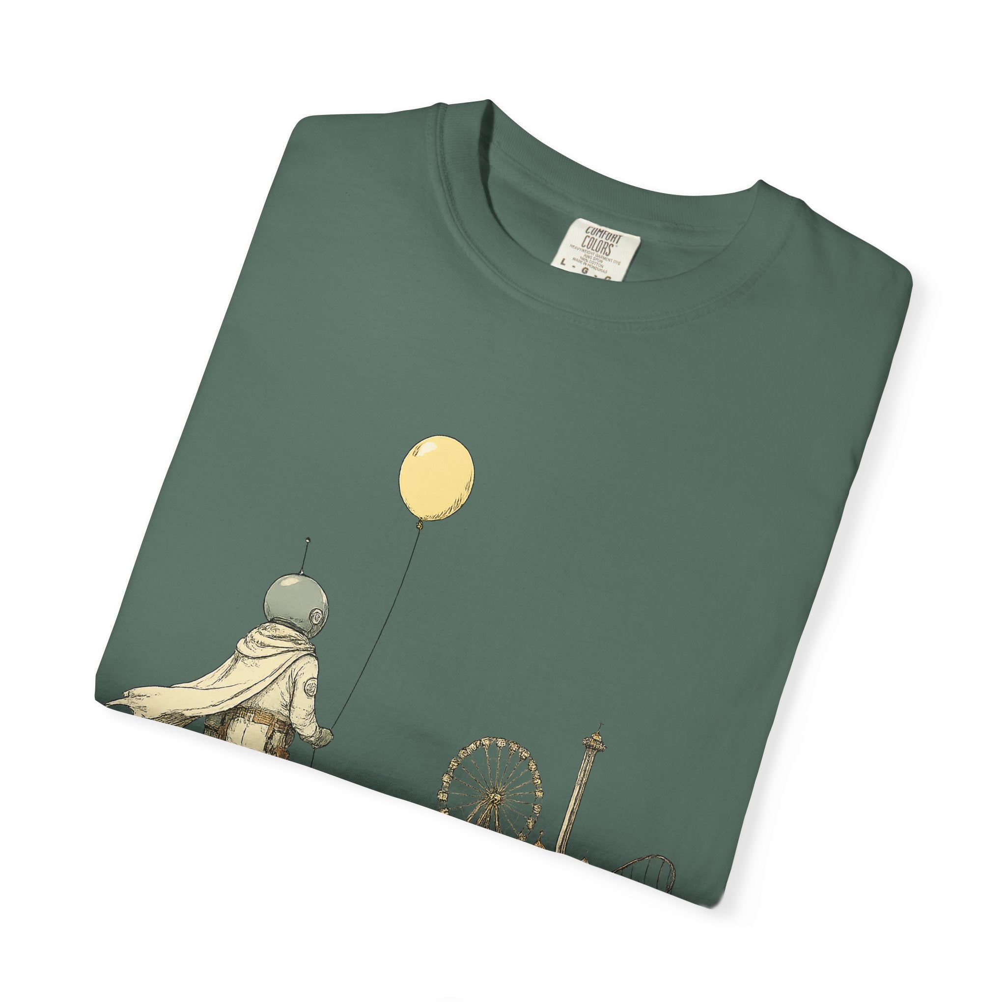 Astronaut & Balloon T-Shirt — Retro Amusement Park Graphic Tee