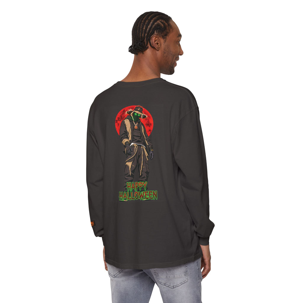Unisex Garment-dyed Long Sleeve Halloween Biker-Wear T-Shirt