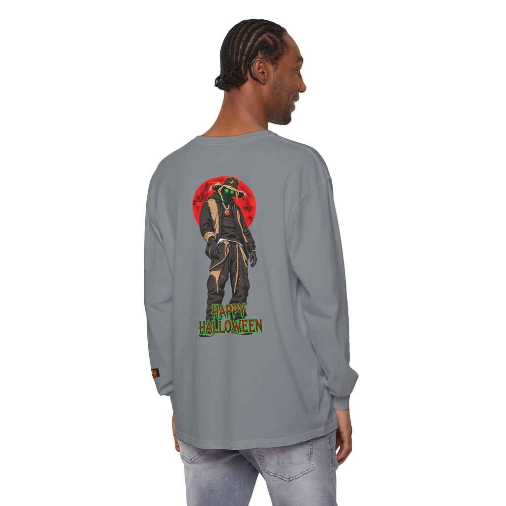 Unisex Garment-dyed Long Sleeve Halloween Biker-Wear T-Shirt